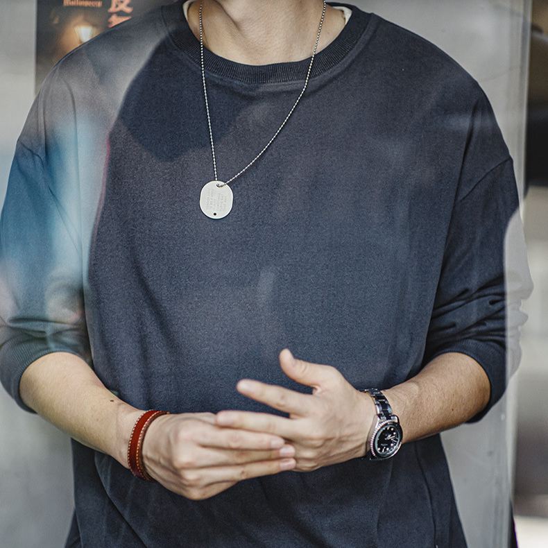 Maden double-sided brushed imitation German velvet long sleeved T-shirt basic loose round neck warm top