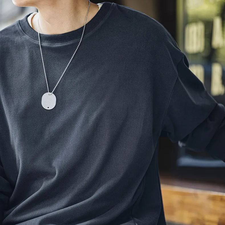 Maden double-sided brushed imitation German velvet long sleeved T-shirt basic loose round neck warm top