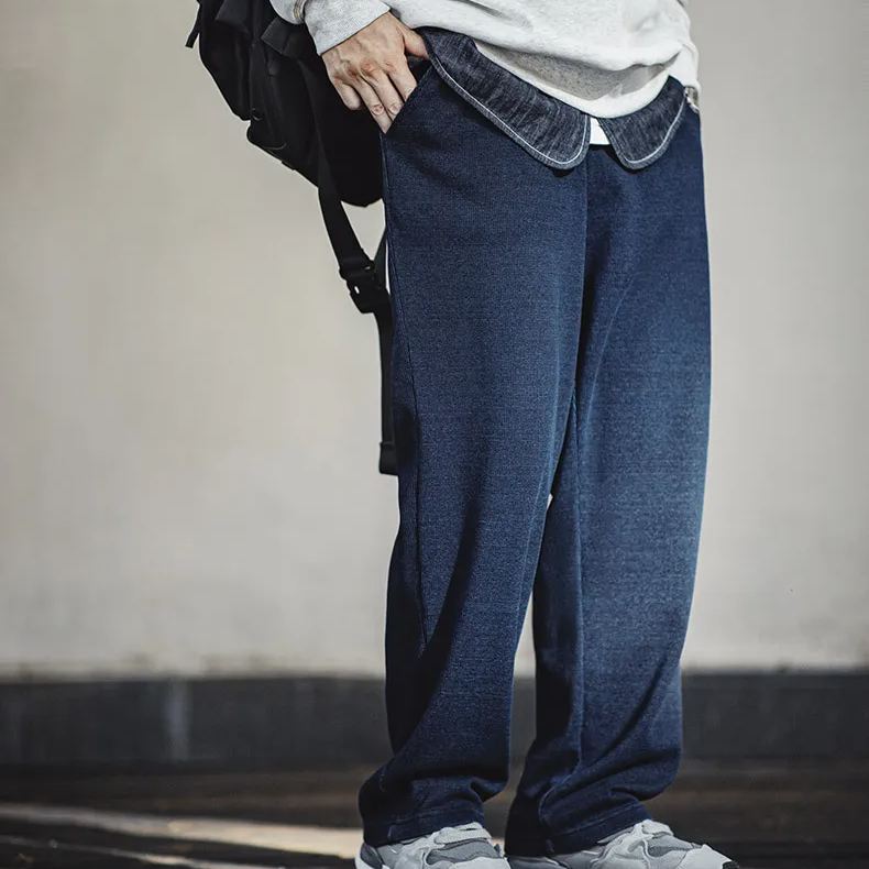 Maden retro knitted drape waffle guard pants with texture and loose straight leg casual pants