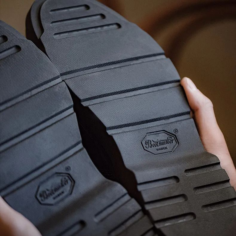 Maden retro workwear boots men's shoes black mid top British style thick soled Block Martin boots