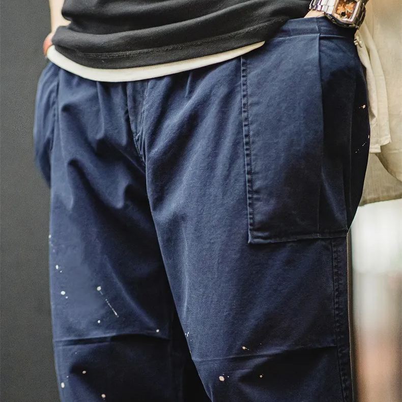 Maden made vintage ink double knee parachute pants oversized loose straight leg casual pants