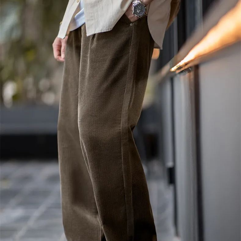 Maden retro corn grain corduroy casual pants with loose texture and pure cotton straight leg pants