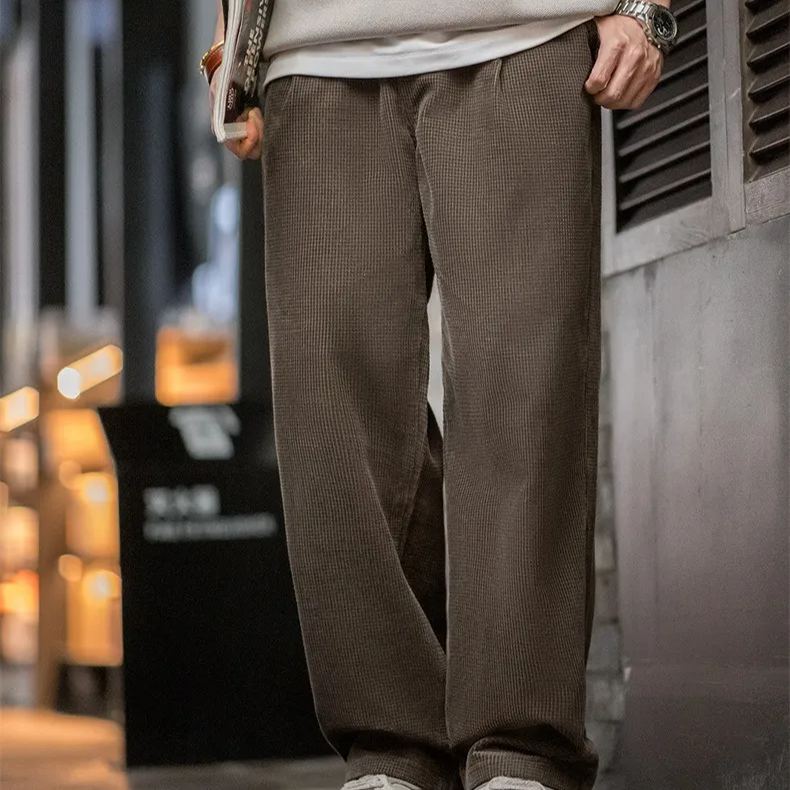 Maden retro corn grain corduroy casual pants with loose texture and pure cotton straight leg pants