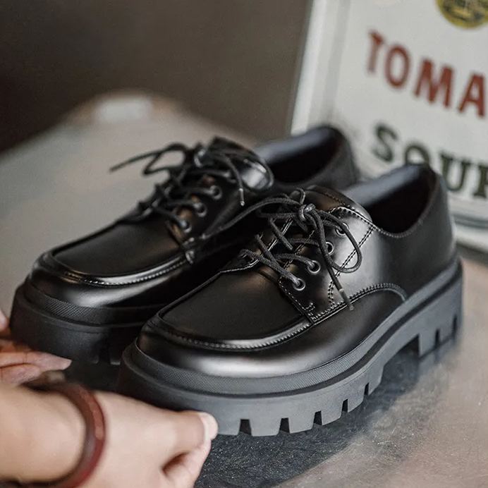 Maden Derby shoes, thick soled square toe workwear, high-end feel, big head casual Martin shoes