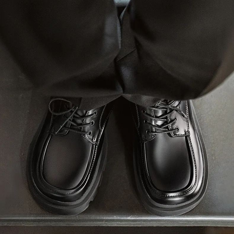 Maden Derby shoes, thick soled square toe workwear, high-end feel, big head casual Martin shoes