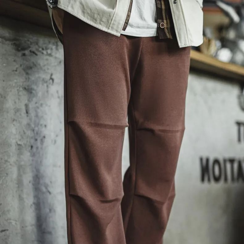 Maden retro double pleated drop feeling paratrooper pants, loose straight tube elastic waist, no ironing casual sweatpants