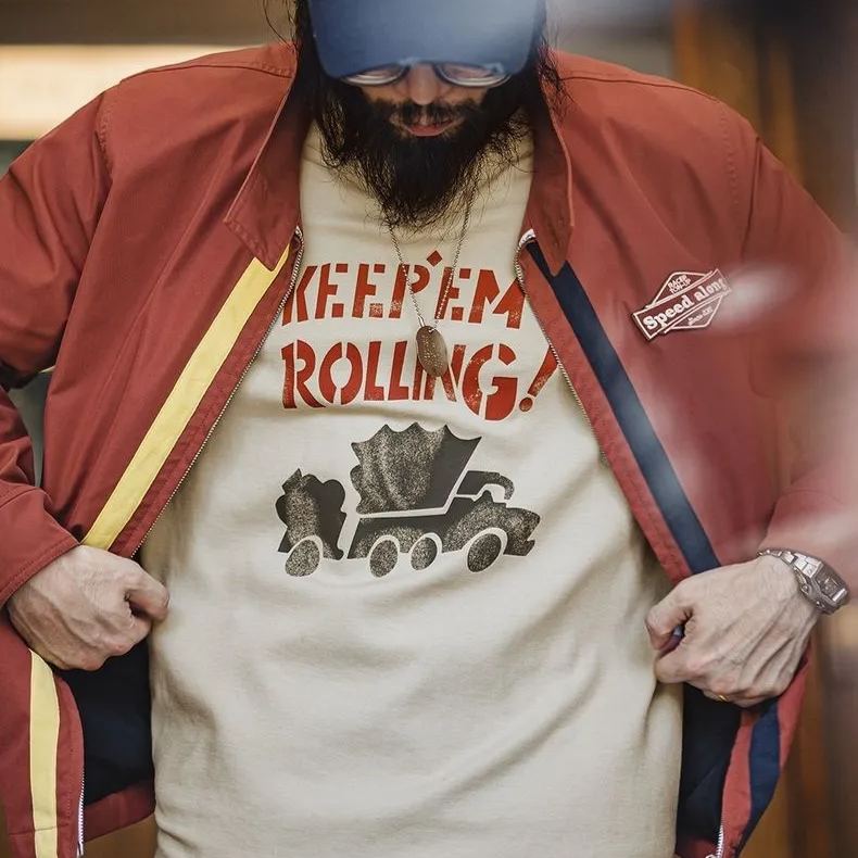 Maden Vintage 60S Clash Racing Jacket IVY Standing Collar Athletic Casual Zipper Jacket