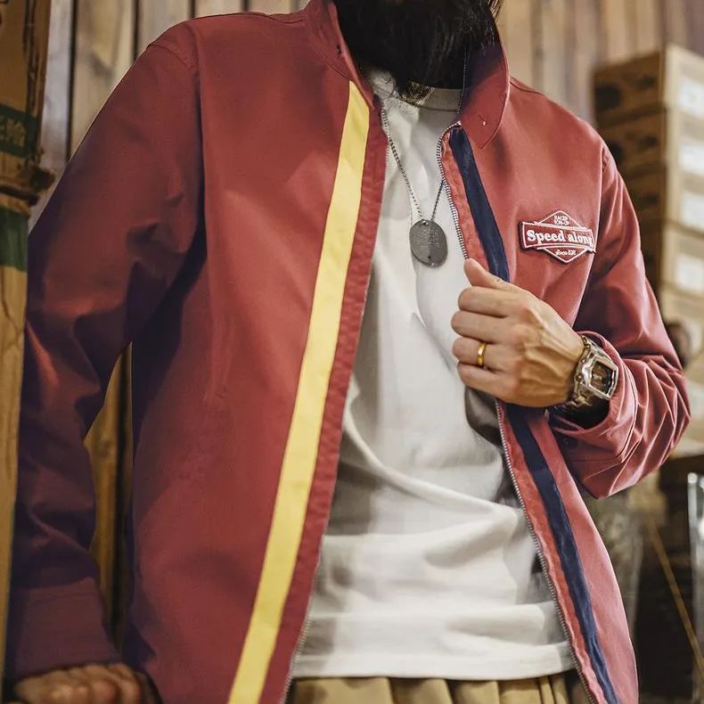 Maden Vintage 60S Clash Racing Jacket IVY Standing Collar Athletic Casual Zipper Jacket