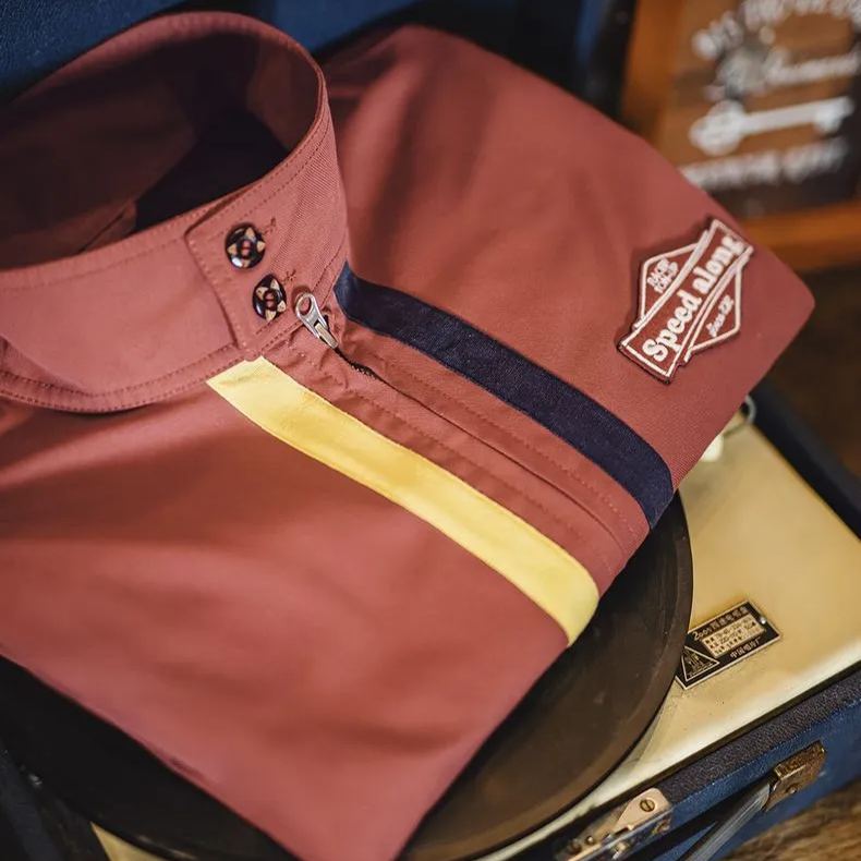 Maden Vintage 60S Clash Racing Jacket IVY Standing Collar Athletic Casual Zipper Jacket