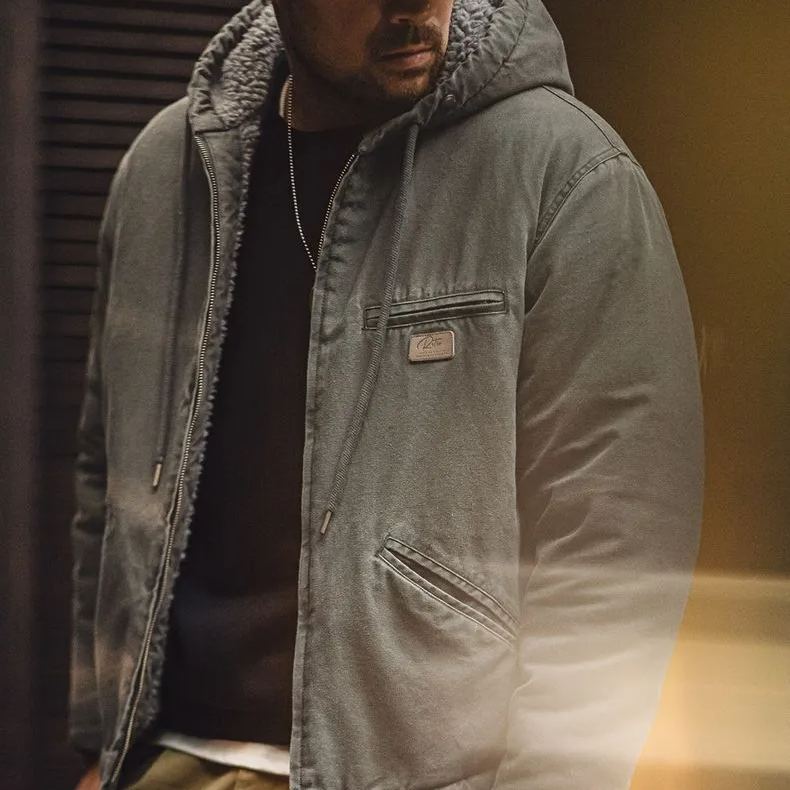 Maden Vintage J141 Hooded Jacket Cotton Lamb's Wool Padded Warm Canvas Coat