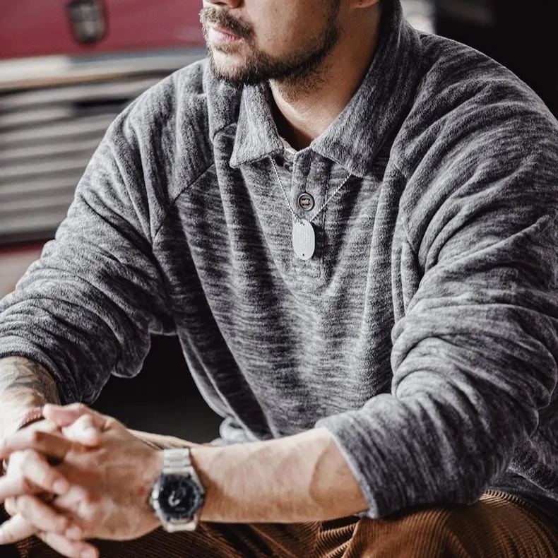 Madden Casual Half Placket Rocker Floral Yarn Sweatshirt Loose Placket Sleeve Pullover Top