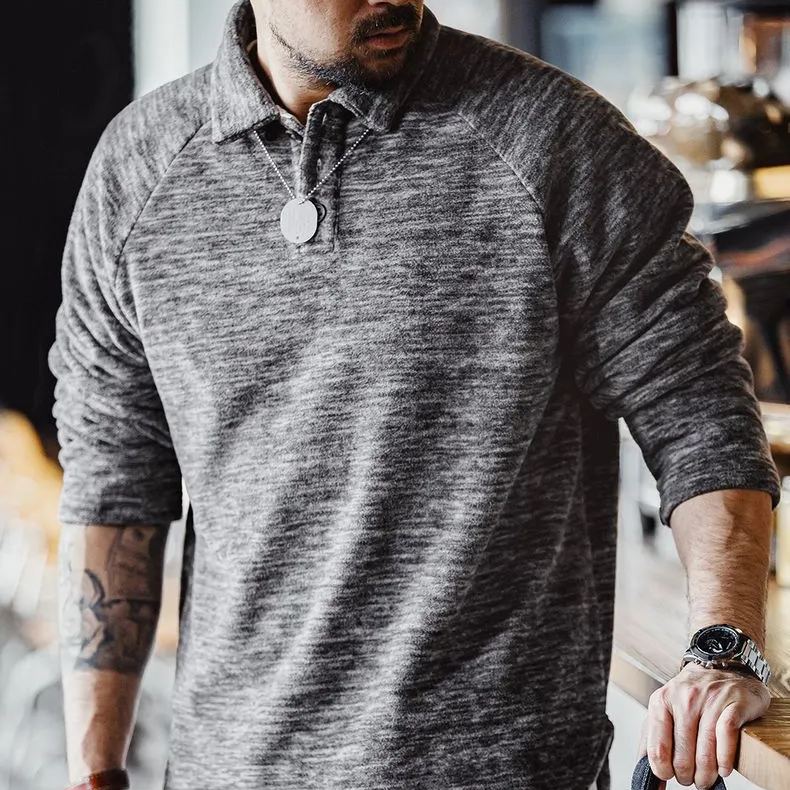 Madden Casual Half Placket Rocker Floral Yarn Sweatshirt Loose Placket Sleeve Pullover Top