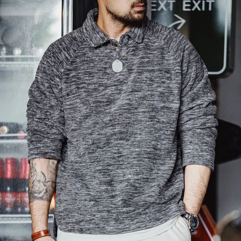 Madden Casual Half Placket Rocker Floral Yarn Sweatshirt Loose Placket Sleeve Pullover Top