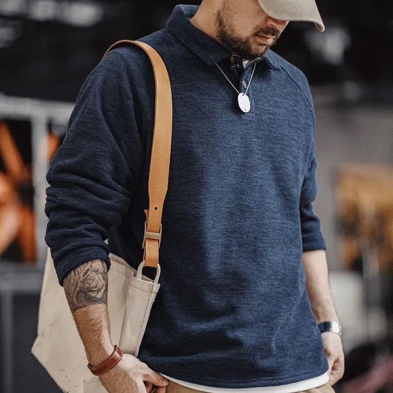 Madden Casual Half Placket Rocker Floral Yarn Sweatshirt Loose Placket Sleeve Pullover Top