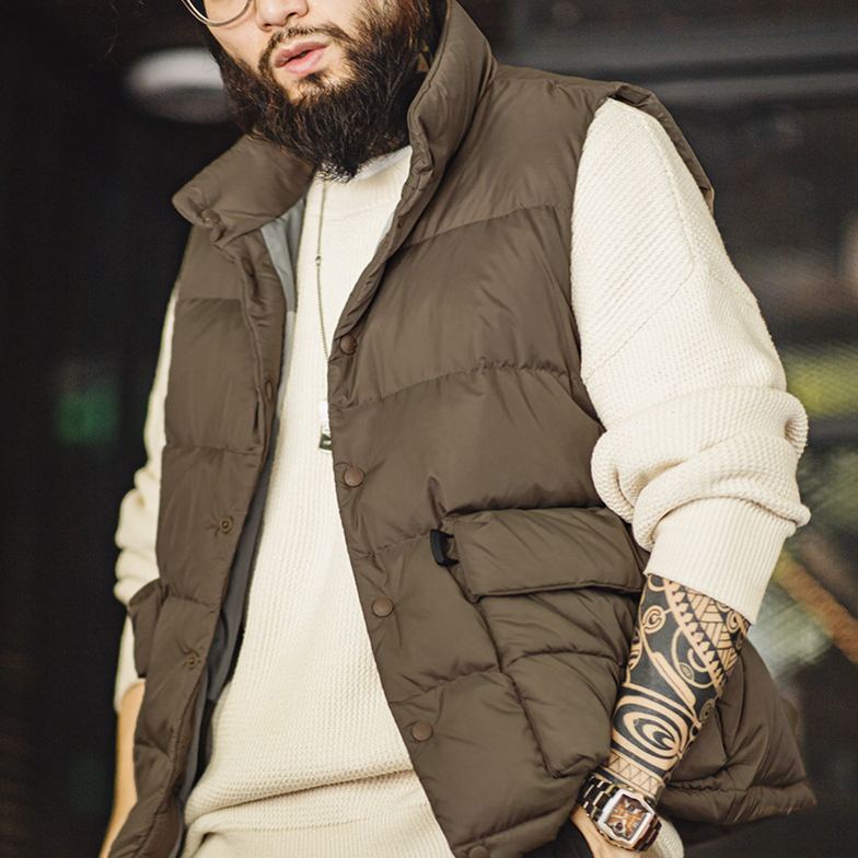 MADEN Casual Light Thin Duck down Keep Warm Inner Match Outer Wear down Vest