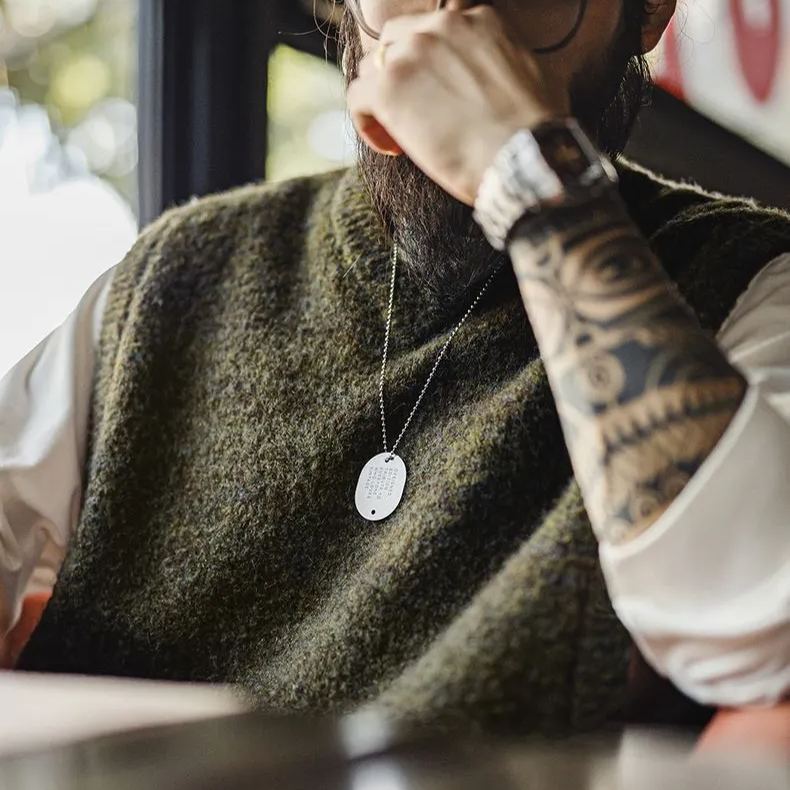 Madden Workwear American Retro Knitted V-neck Vest Fluffy Vest Bandage Dress Pullover Keep Warm Sleeveless Waistcoat Men's Autumn and Winter