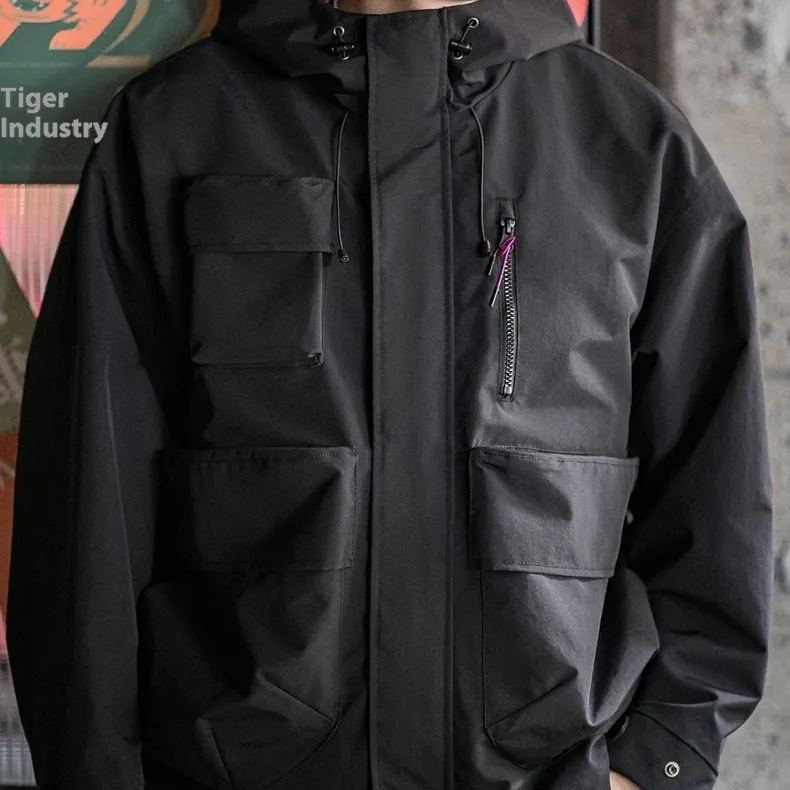Maden casual multi-pocket functional hooded jacket outdoor loose silhouette sport coat