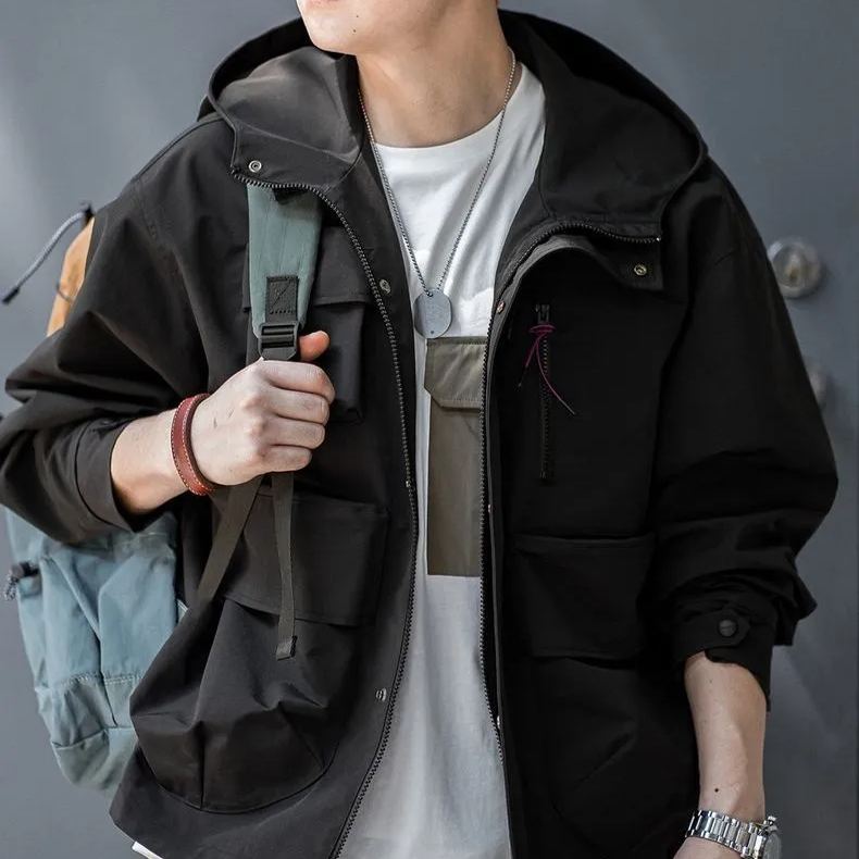 Maden casual multi-pocket functional hooded jacket outdoor loose silhouette sport coat