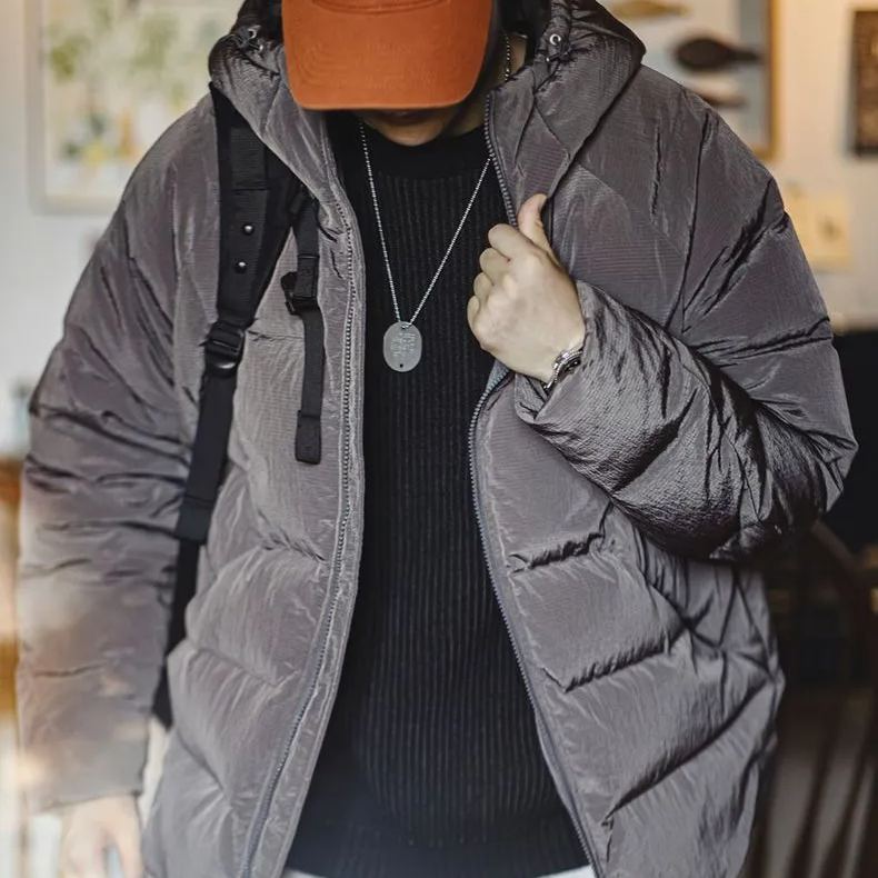 Maden casual 90 white duck down hooded down jacket, thickened warm and cold proof bread jacket