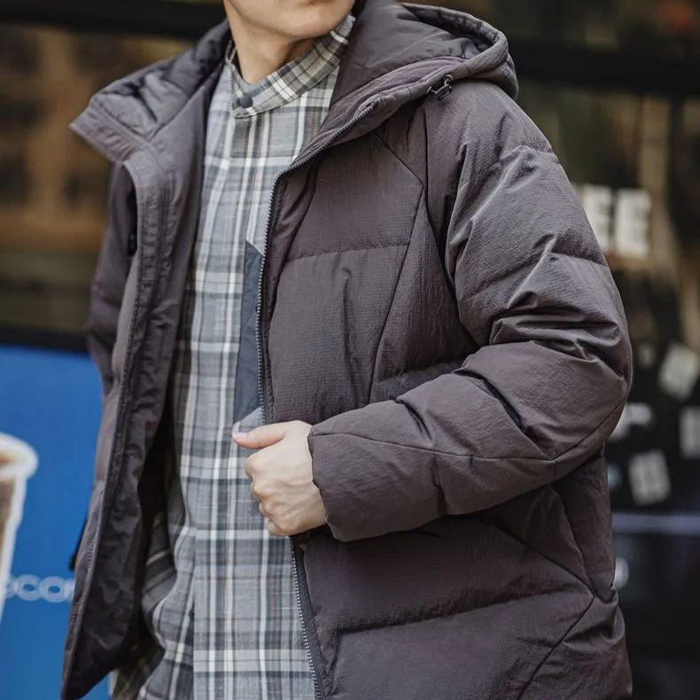 Maden casual 90 white duck down hooded down jacket, thickened warm and cold proof bread jacket