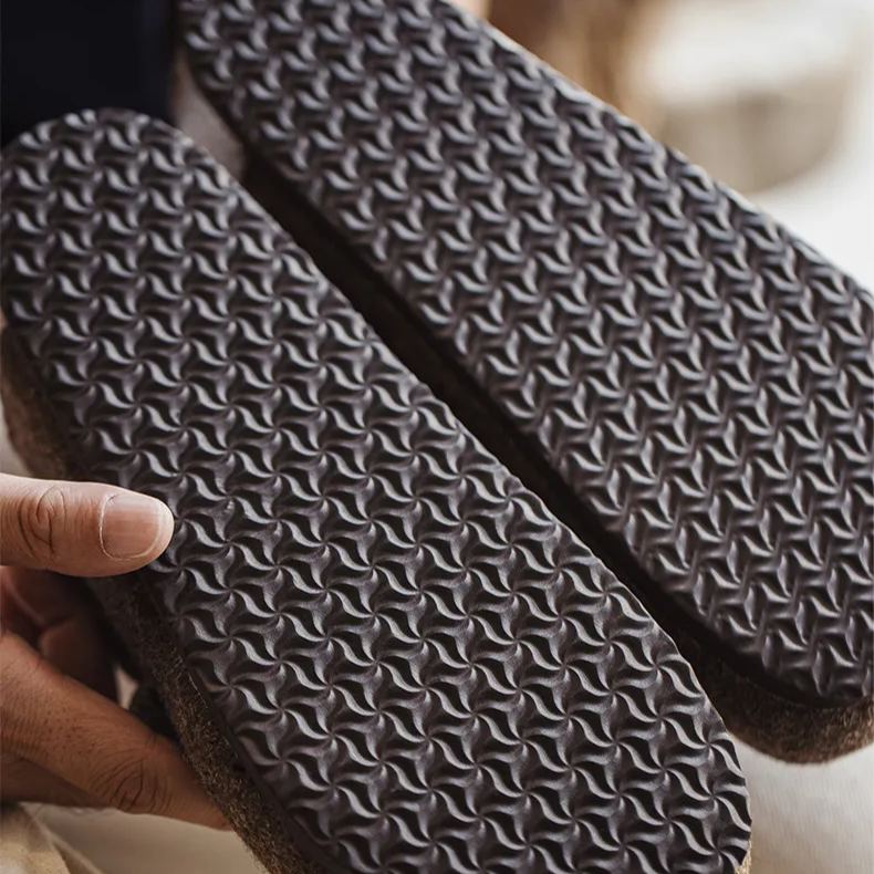 Maden wool felt M ü ller shoes, casual one foot kick, worn with cork sole and toe cover, semi slippers