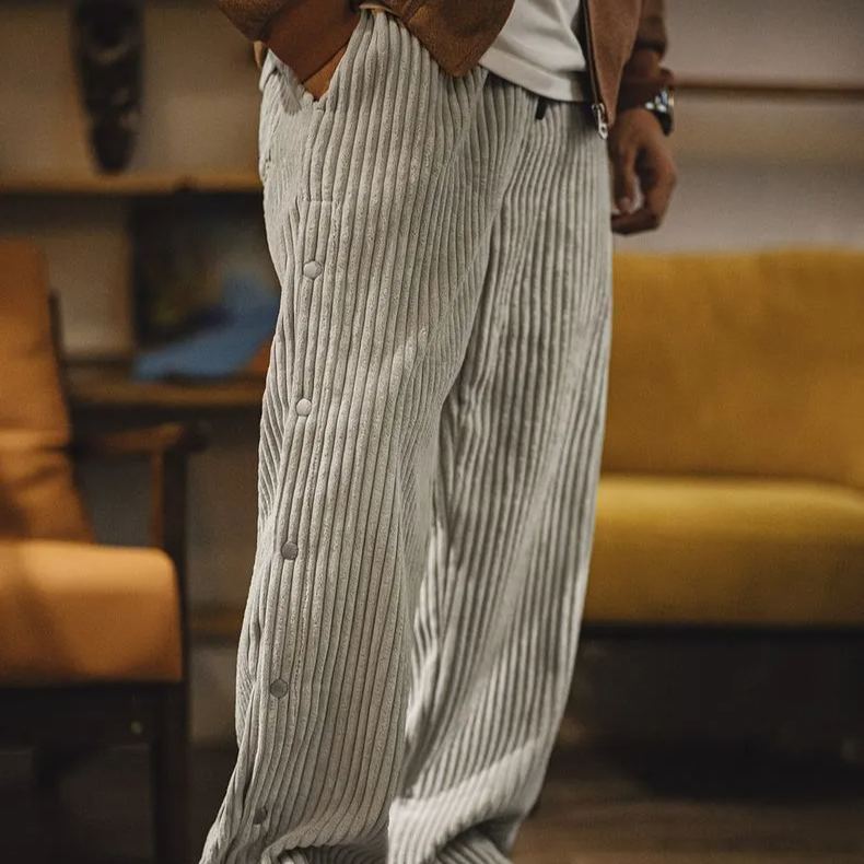 Maden vintage corduroy breasted sweatpants, loose fit, sporty and casual striped velvet straight leg pants