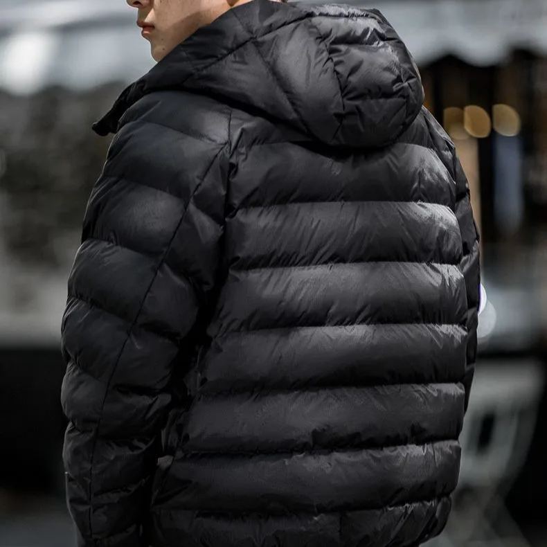 Maden casual lightweight waterproof quilted cotton jacket, warm hooded pork rib cotton jacket