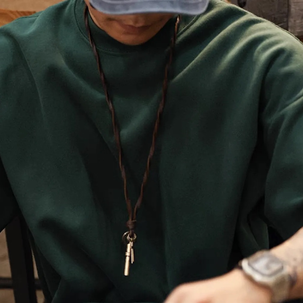 American Retro Metal Whistle Tactical Outdoor Item Leather Chain Pendant Accessory