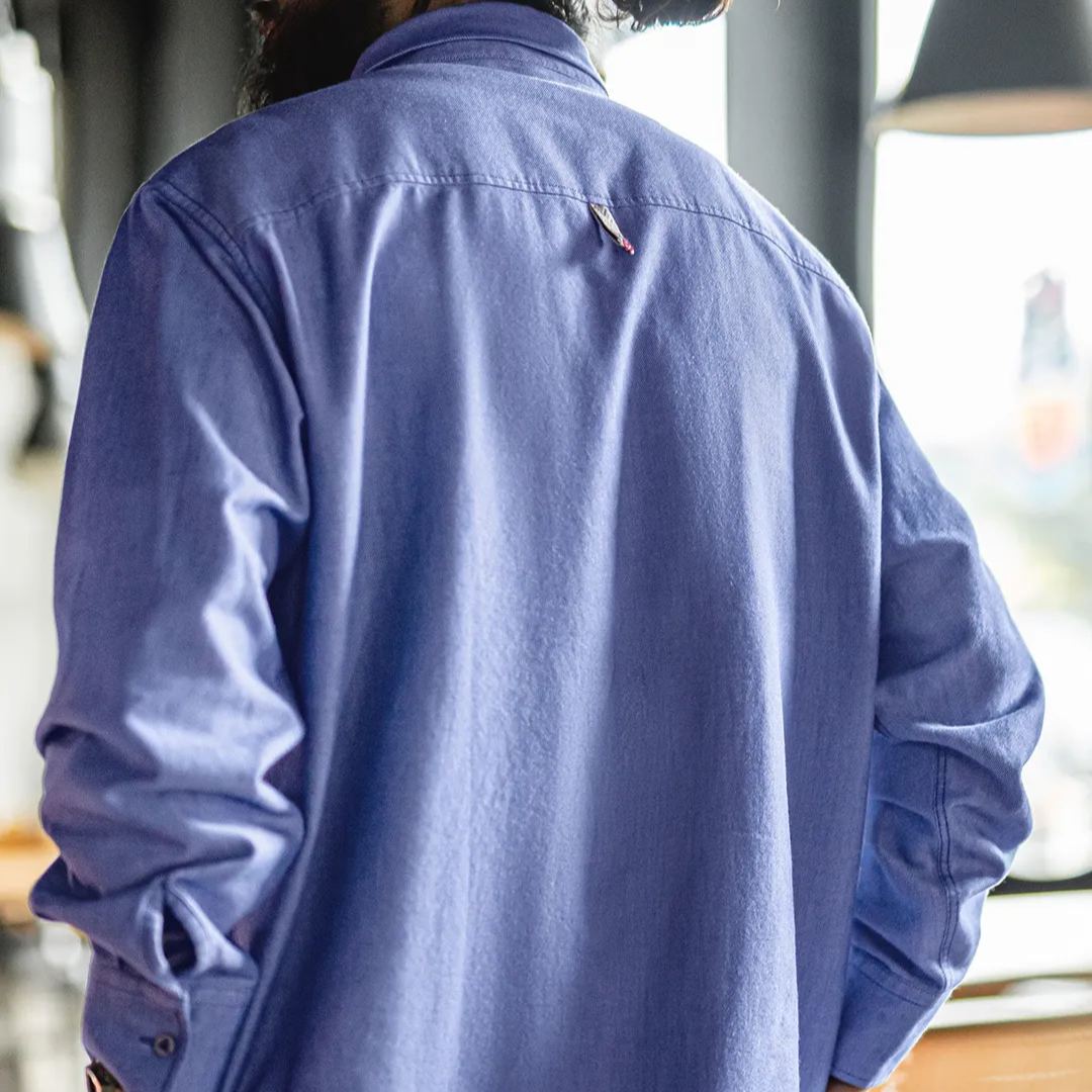 American casual blue pure cotton Oxford fabric thin long sleeved shirt