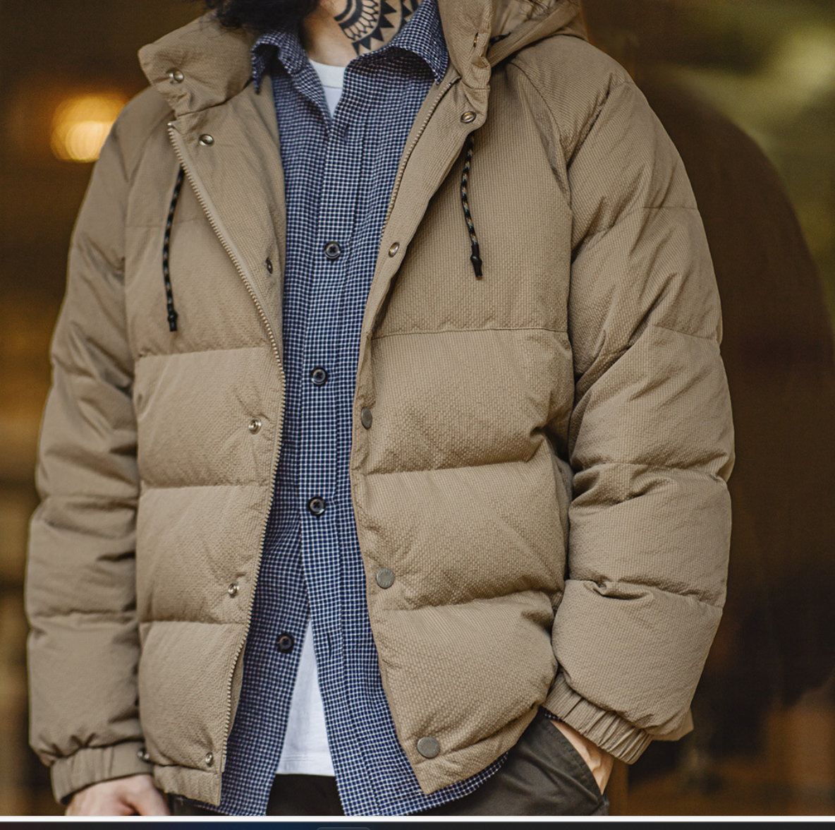 Maden Vintage Wide Quilted White Duck down Hooded down Jacket