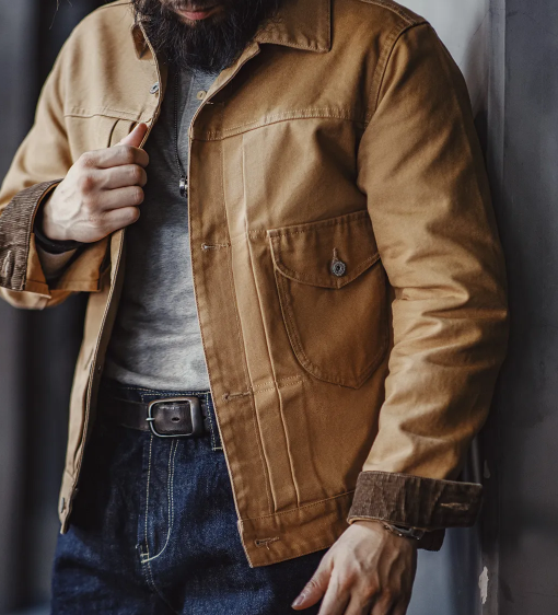 MADEN Vintage Western Ranch Maillard Heavy Canvas Lapel Denim Jacket