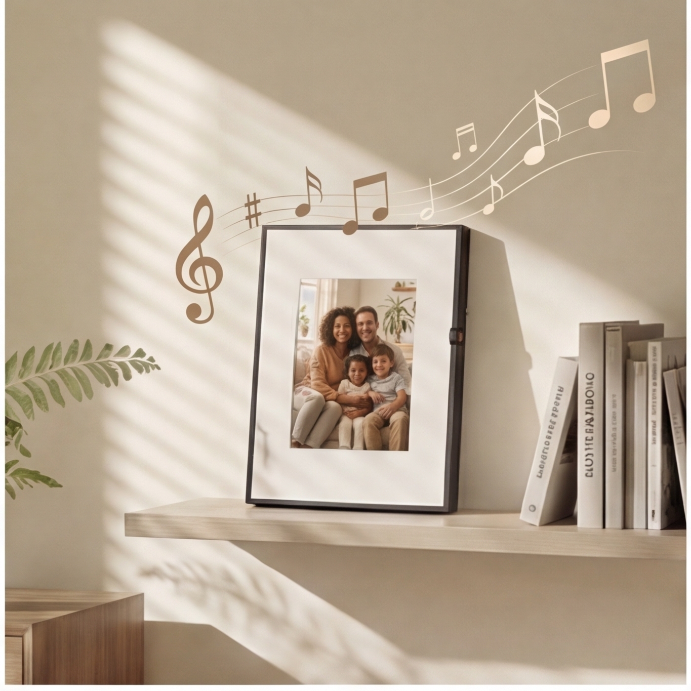 Canvas Smart Speaker Photo Frame,Personalized Photo Display with Bluetooth Audio, 8 AI Art Filters & Magnetic Frames, Elegant Keepsake Gift
