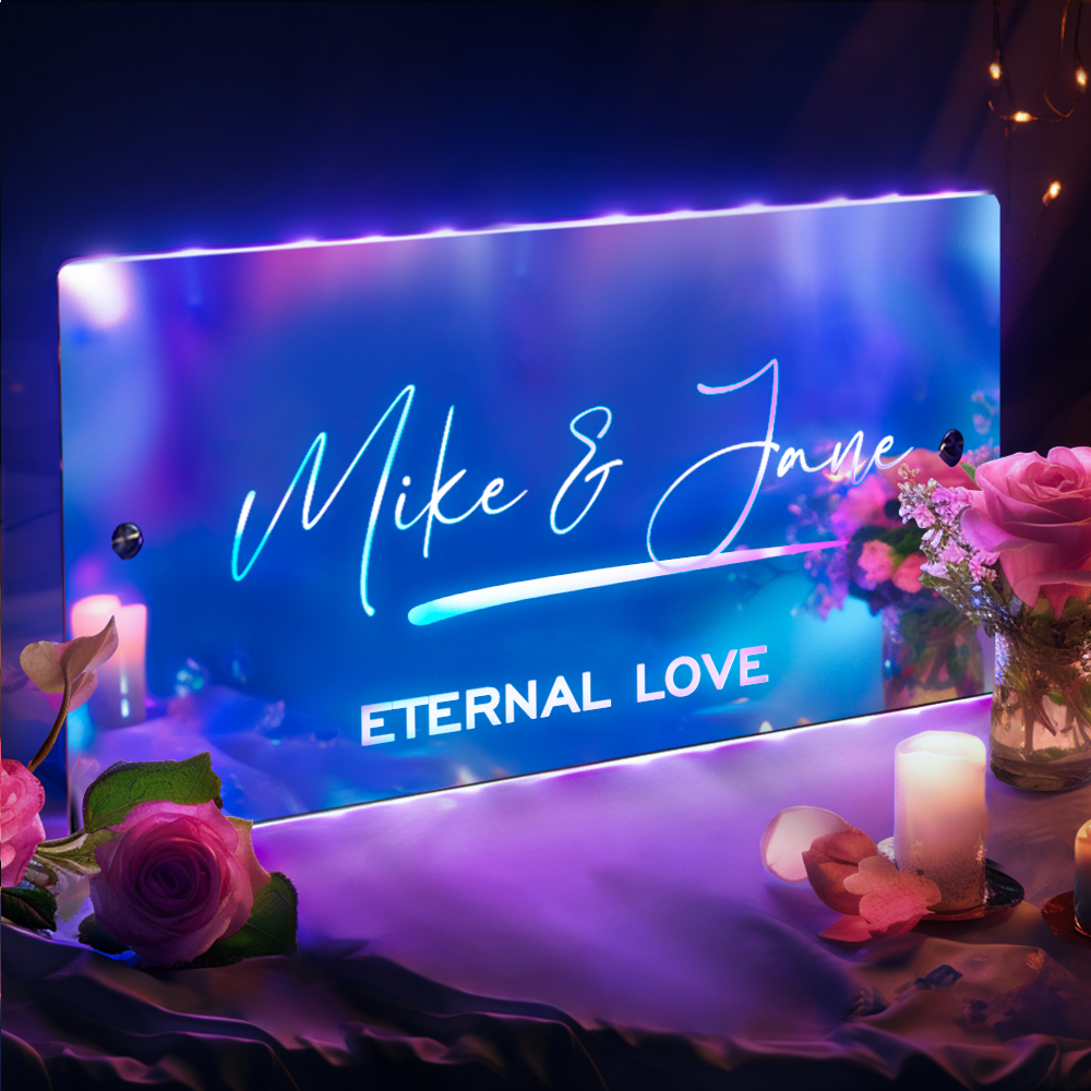 Gift For Couple Custom Name Mirror Sign Custom Text Led Multi Color Light Up Wall Hanging Neon Signs Home Decor