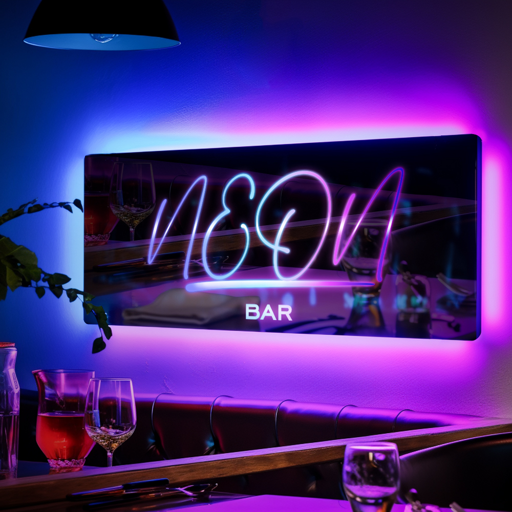 Bar Decorative Lights Custom Name Mirror Sign Custom Text Led Multi Color Light Up Wall Hanging Neon Signs Wall Decoration