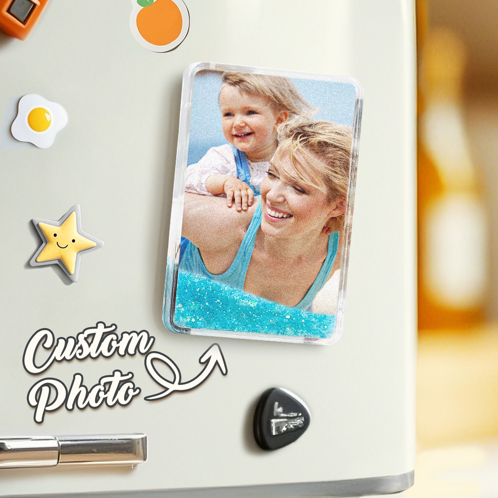 Personalized Photo Quicksand Fridge Magnet Mother's Day Gift Custom Home Decor