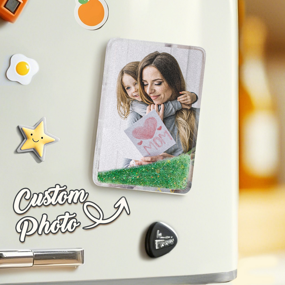 Custom Photo Quicksand Refrigerator Magnet Mother's Day Gift Personalized Home Decor Gift