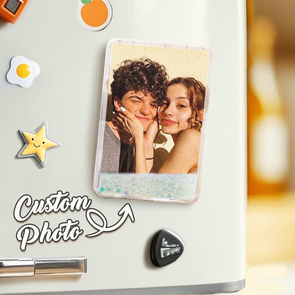 Personalized Photo Quicksand Fridge Magnet Couples Gift Home Decor