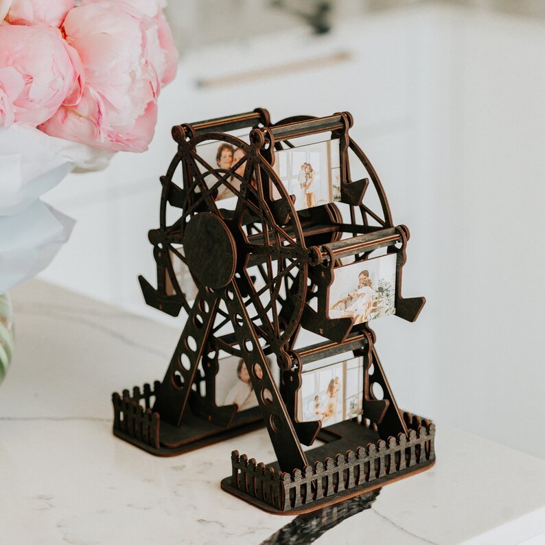 Custom Wooden Ferris Wheel Personalized Photo Book Gift for Couple Valentine Gift