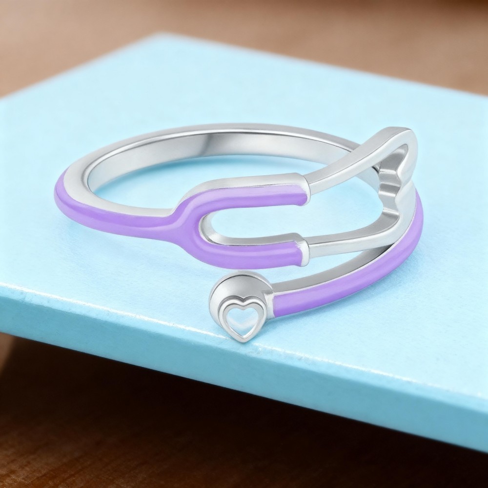Custom Enamel Stethoscope Ring with Birthstone – Personalized Nurse Appreciation Gift for Medical Nurses & Doctors & Students