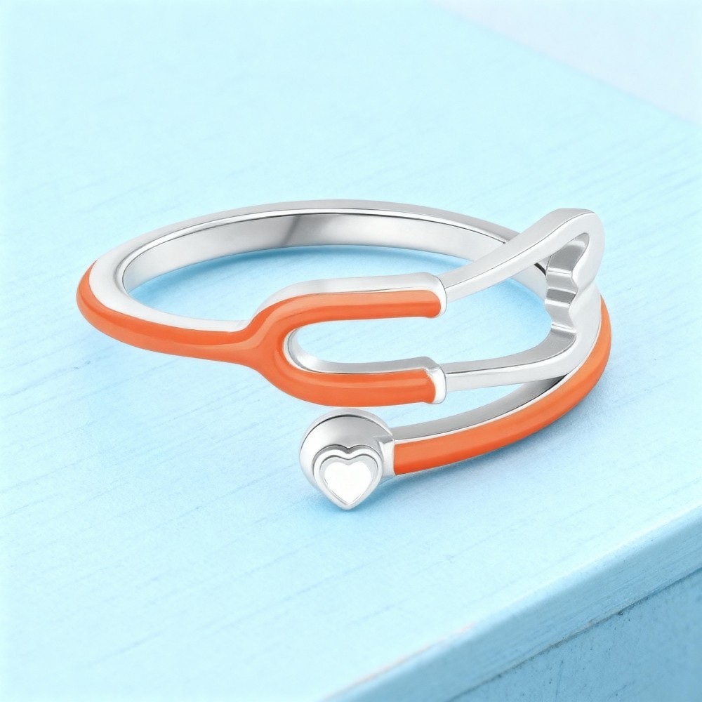 Custom Enamel Stethoscope Ring with Birthstone – Personalized Nurse Appreciation Gift for Medical Nurses & Doctors & Students
