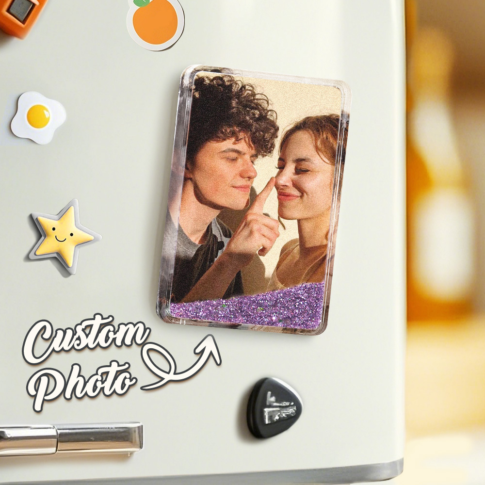 Custom Photo Quicksand Refrigerator Magnet Anniversary Gift Personalized Fridge Magnet