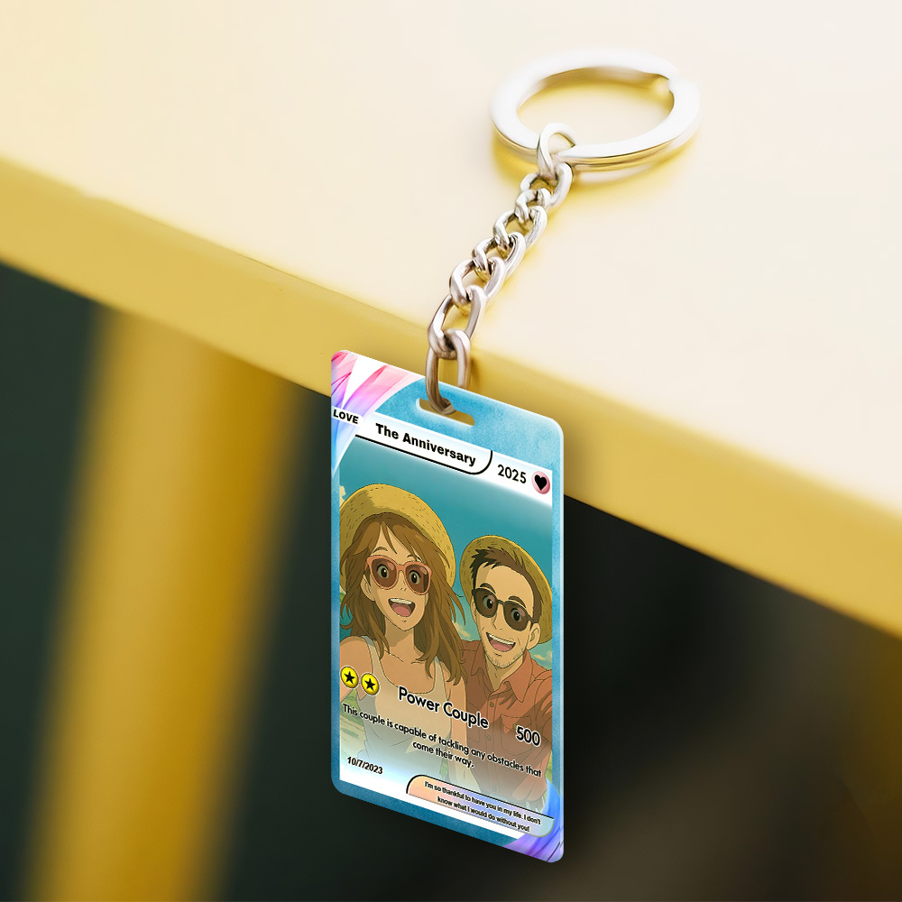 Custom Cartoon  Style Wedding Keychain Perfect Gift Personalized Cartoon Gift with Photo & Text Acrylic Keychain Gift - MySpotifyGlass