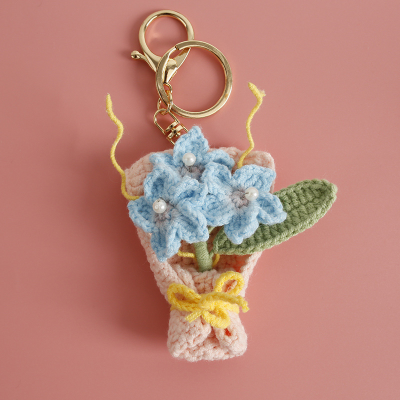 Mother’s Day Keychain Gift | Cute Girl Acrylic Charm with Handmade Crochet Carnation Bouquet | Sweet & Thoughtful Gift - MySpotifyGlass