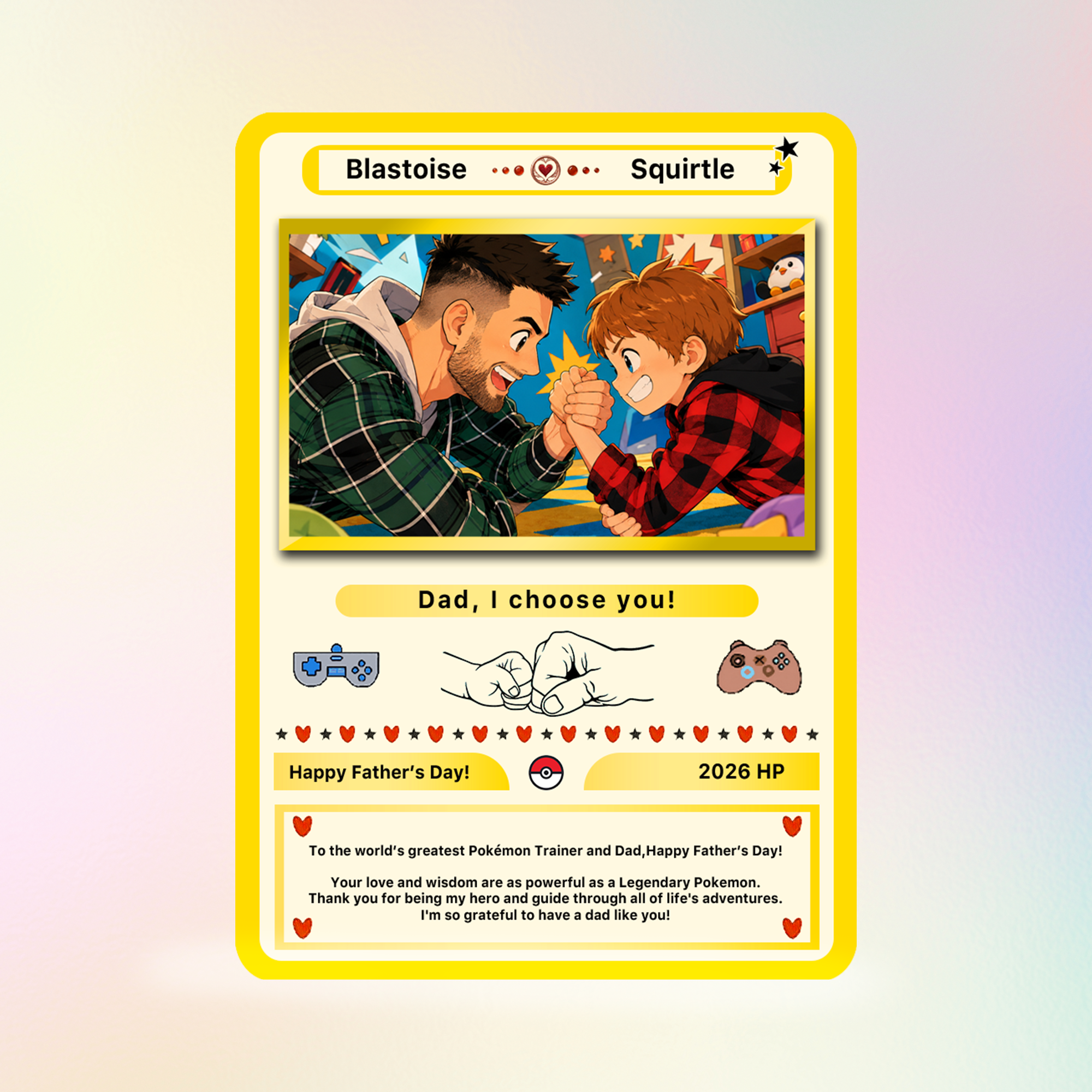 Happy Father’s Day Personalized  Card - Anime Inspired Personalized Poke Card for Trainer Dad  Customizable Gift from Supporter, Wife, Son & Daughter - MySpotifyGlass