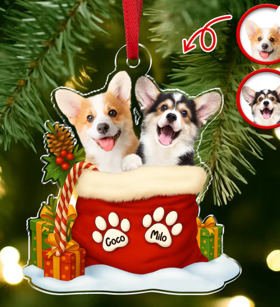 Custom Pet Photo Acrylic Ornament Christmas Gifts For Dog And Cat Lovers