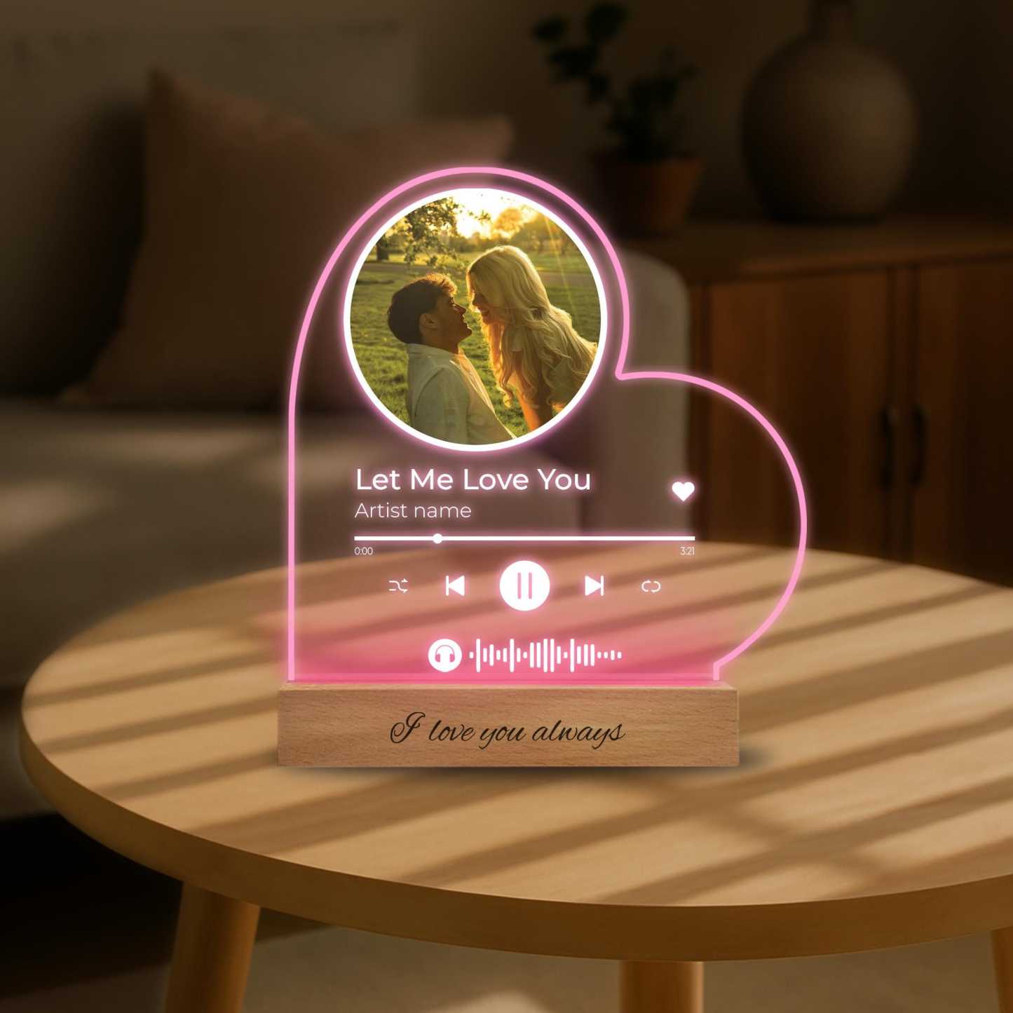 Personalized Couple Photo Song LED Night Lamp Gift I Heart Music Photo Led I Anniversary Gift I Gift for her I Couple Music Song Gift