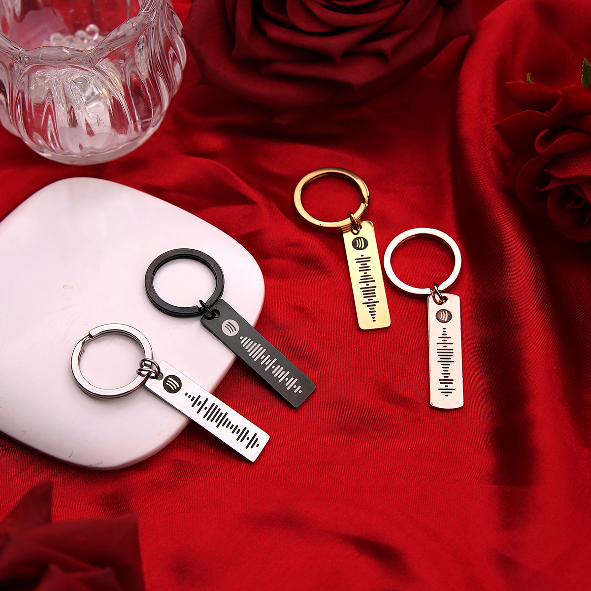 Custom Spotify Code Music Stainless Steel Keychain For Lover