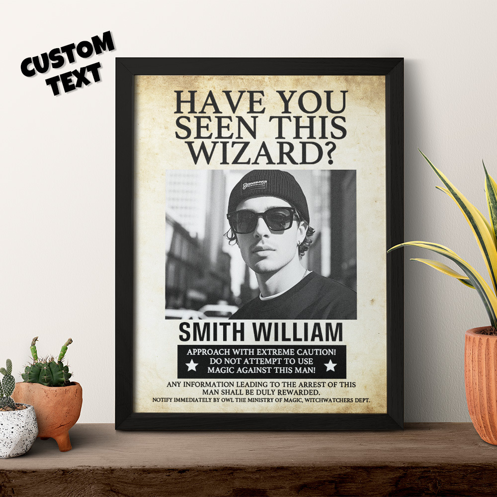 Custom "Have You Seen This Wizard?" Wanted Poster Frame �C Personalized Name & House Styles