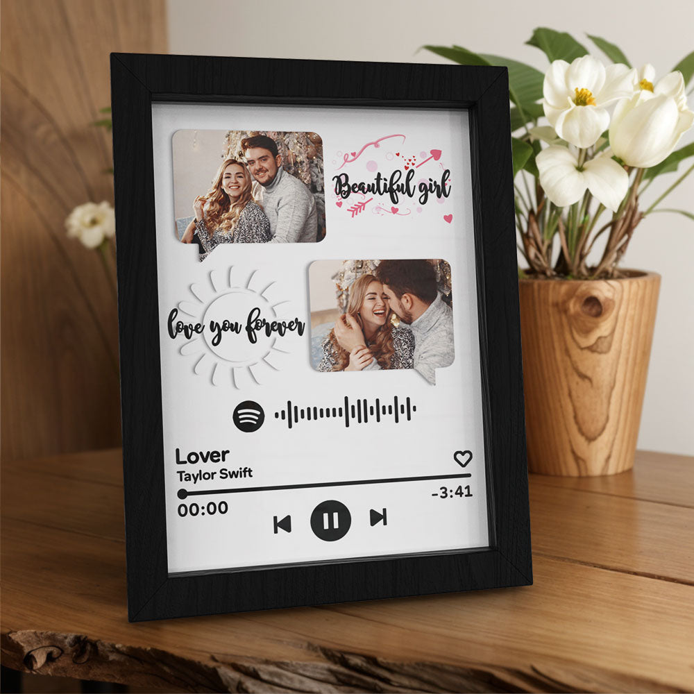 Custom Spotify Tow Photo Wooden Frame Plaque