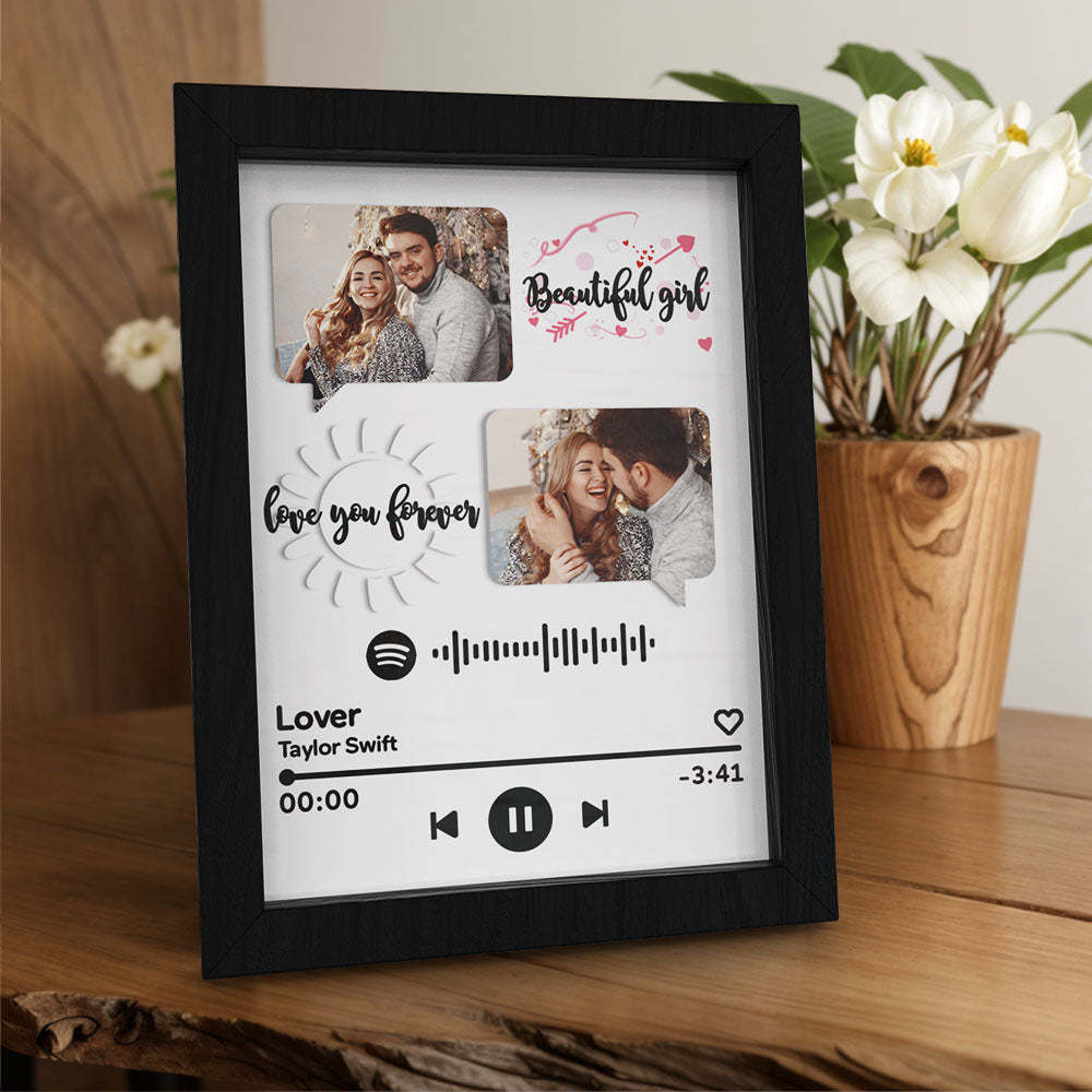 Custom Spotify Tow Photo Wooden Frame Plaque
